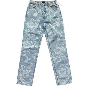 Playboy by PacSun Floral Bunny Logo Jeans Women’s Size 28 Light Wash Denim NWT